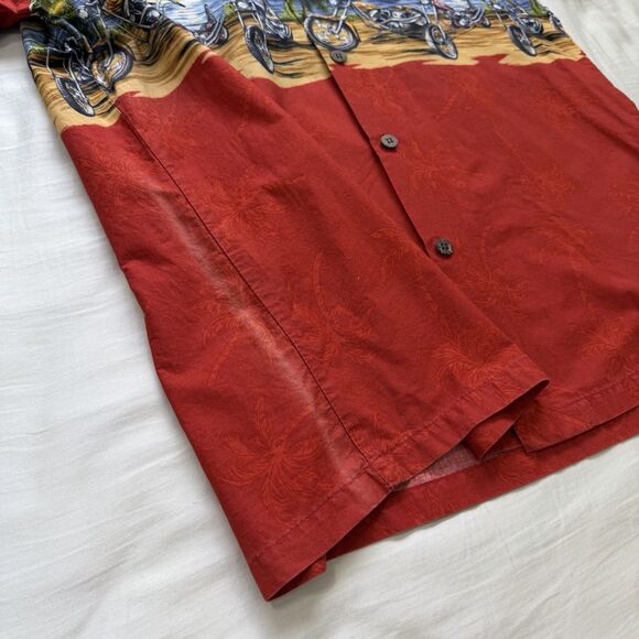 Hawaiian Reserve Collection Hawaii Aloha Shirt LARGE Red Island Motorcycle Bike - Picture 10 of 11